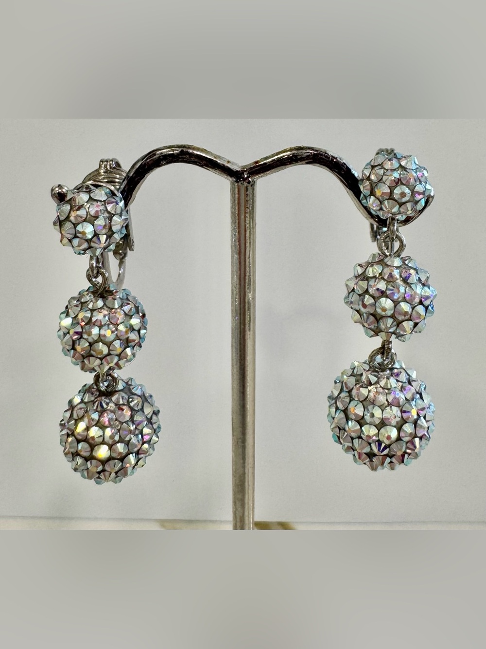 Gorgeous pavé clip drop earrings. Swarovski crystals. Made in the USA!